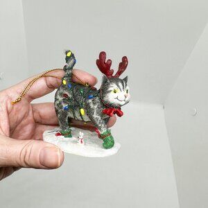 Danbury Mint Gary Patterson Cat Ornament Christmas Holiday Reindeer Costume